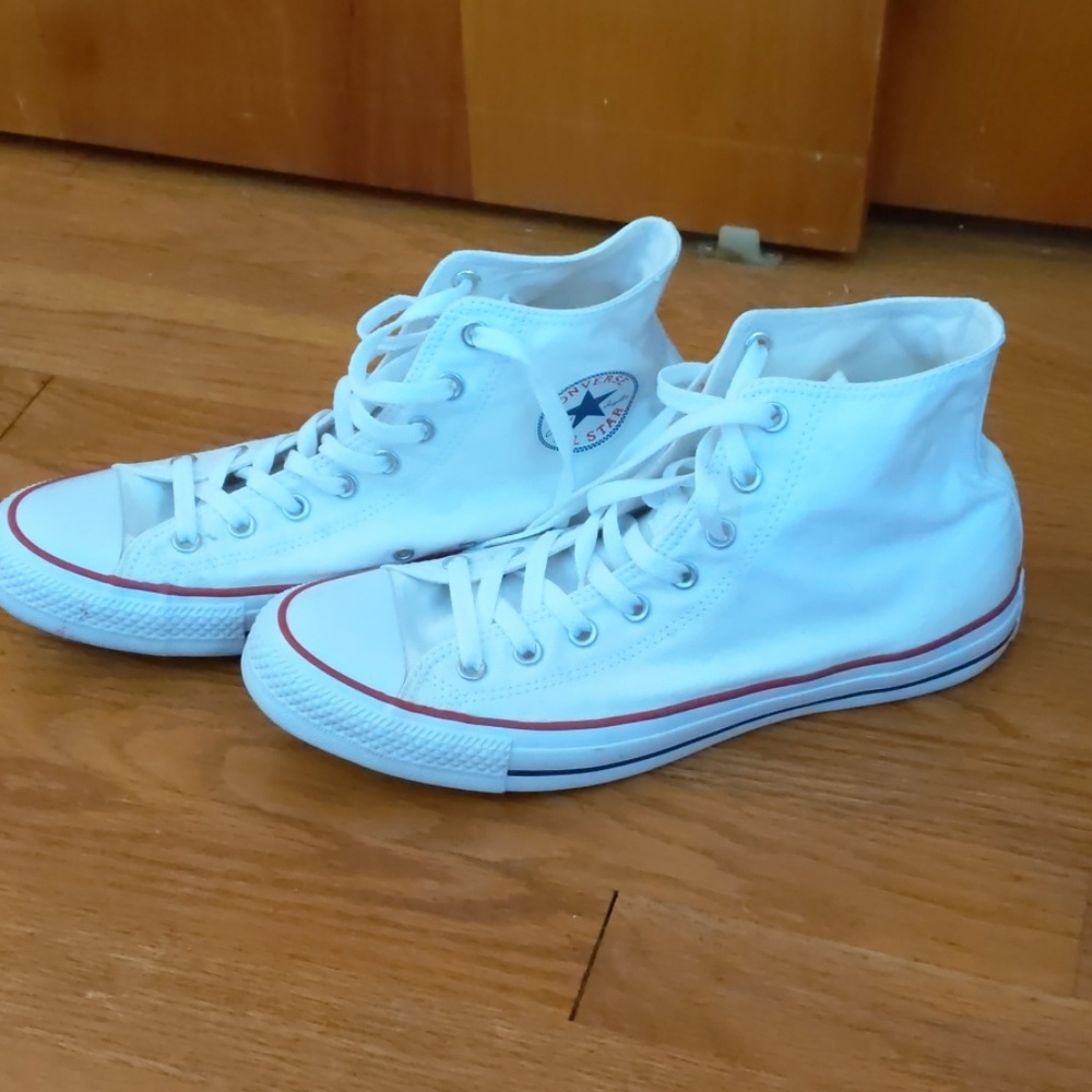 Mens all white high tip Chuck Taylors